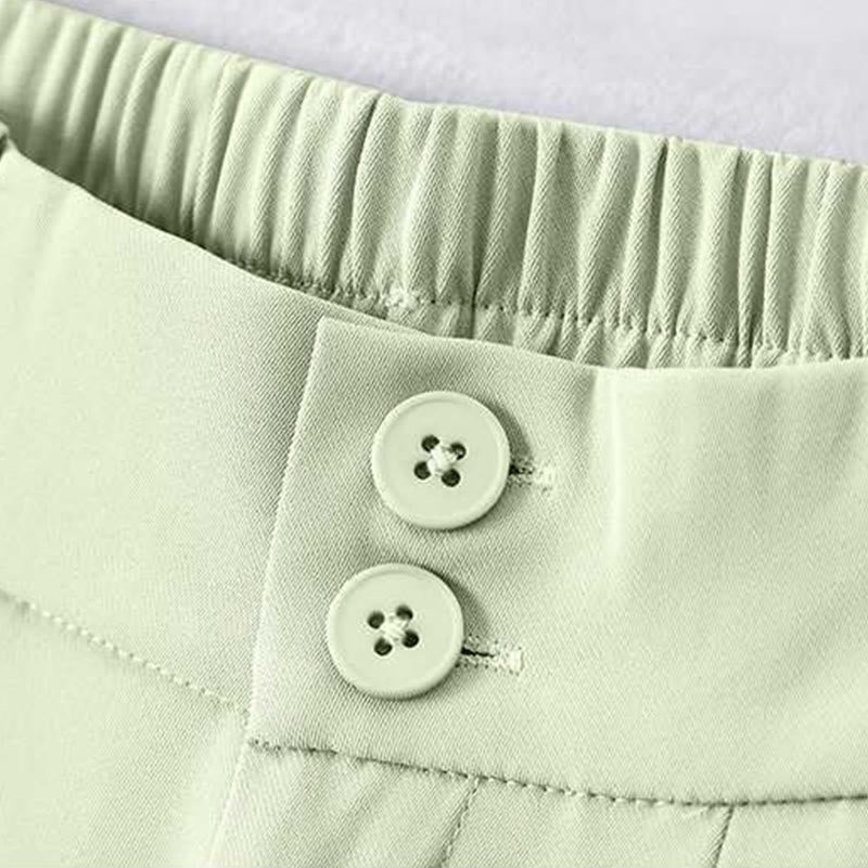 Nimara Ritual Summer Casual Zipper Button Loose Plain Cotton Linen Women's Shorts With Pockets