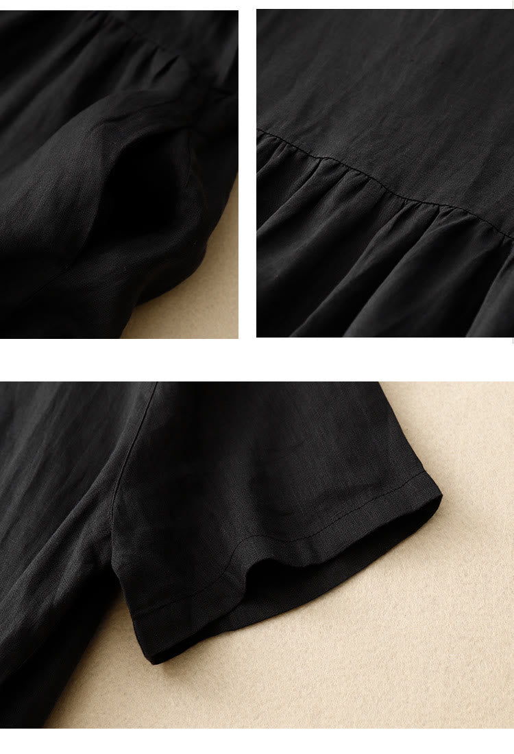 Nimara Ritual Casual Short Sleeve Bowknot Tie Straps Women's Midi Dress With Pockets