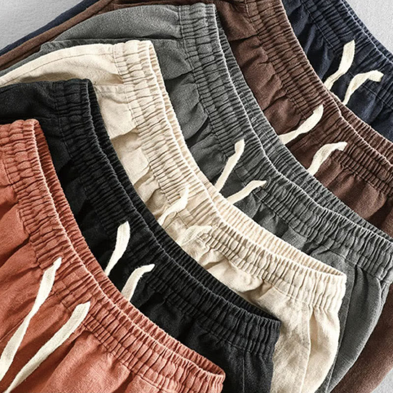 Nimara Ritual Drawstring Elastic Waist Cotton Men's Shorts With Pockets