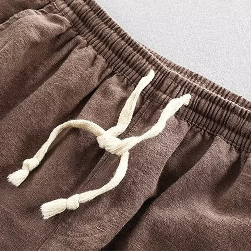 Nimara Ritual Drawstring Elastic Waist Cotton Men's Shorts With Pockets