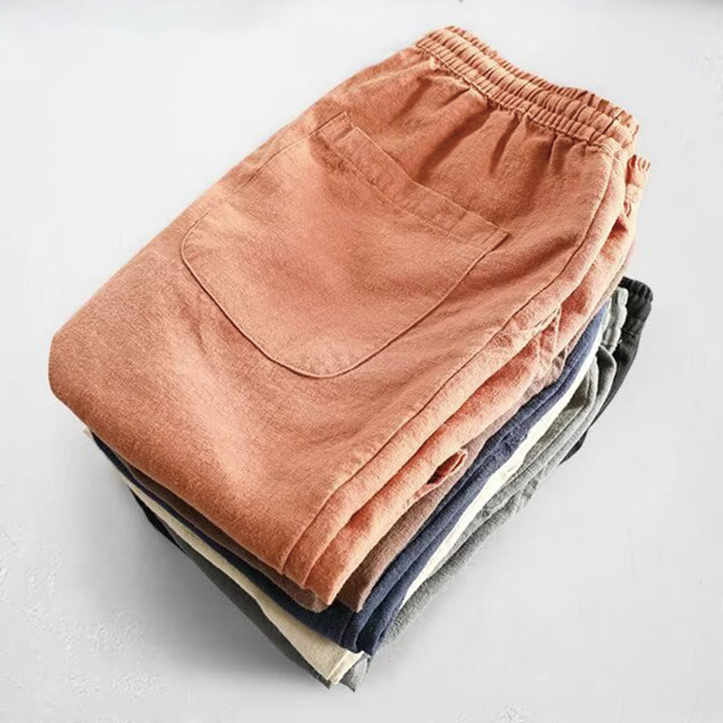Nimara Ritual Drawstring Elastic Waist Cotton Men's Shorts With Pockets