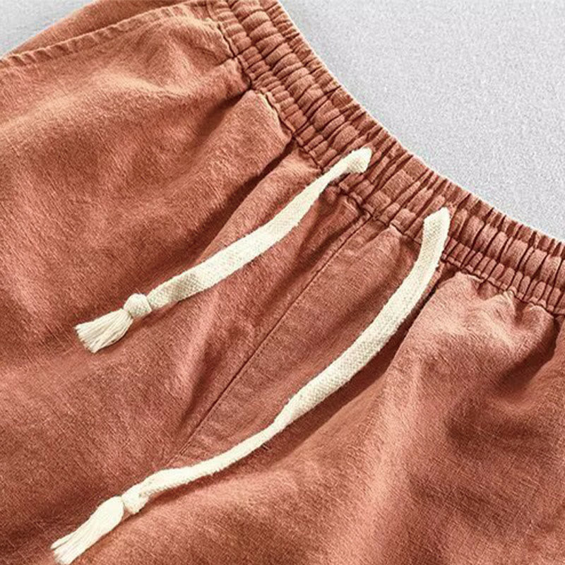 Nimara Ritual Drawstring Elastic Waist Cotton Men's Shorts With Pockets