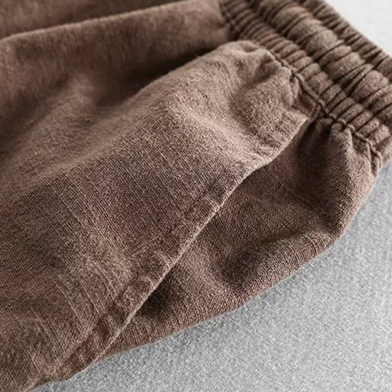 Nimara Ritual Drawstring Elastic Waist Cotton Men's Shorts With Pockets