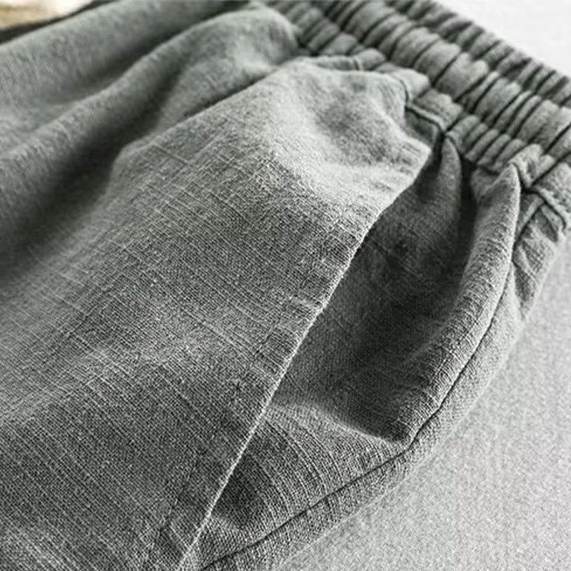 Nimara Ritual Drawstring Elastic Waist Cotton Men's Shorts With Pockets