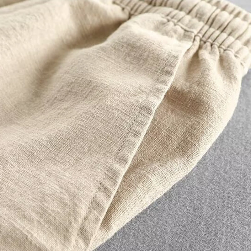 Nimara Ritual Drawstring Elastic Waist Cotton Men's Shorts With Pockets