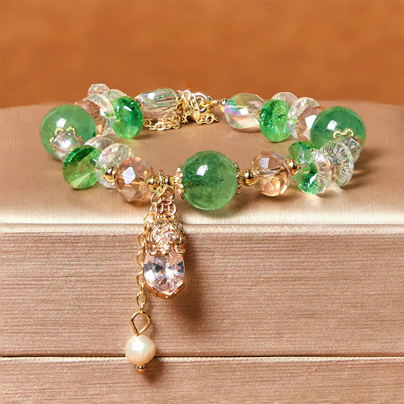Nimara Ritual Natural Citrine Green Strawberry Quartz PiXiu Prosperity Bracelet