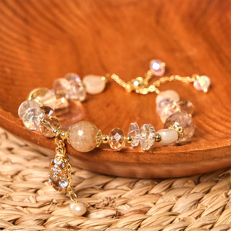 Nimara Ritual Natural Citrine Green Strawberry Quartz PiXiu Prosperity Bracelet