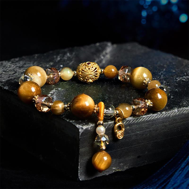Nimara Ritual Natural Tiger Eye Beads Weight Strength Bracelet