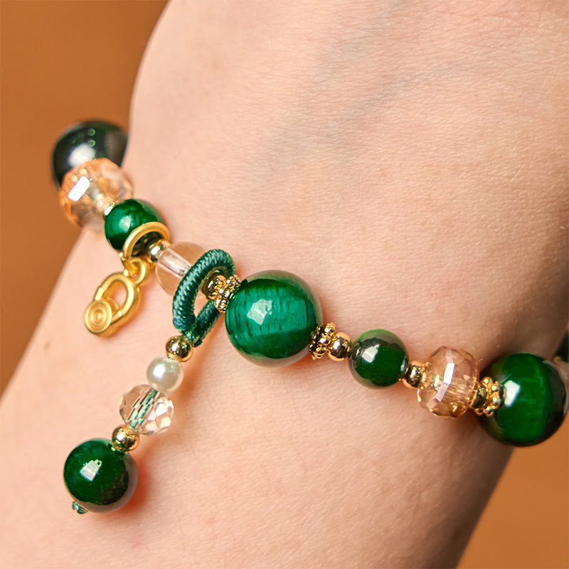 Nimara Ritual Natural Red Tiger Eye Green Tiger Eye Beads Weight Balance Bracelet