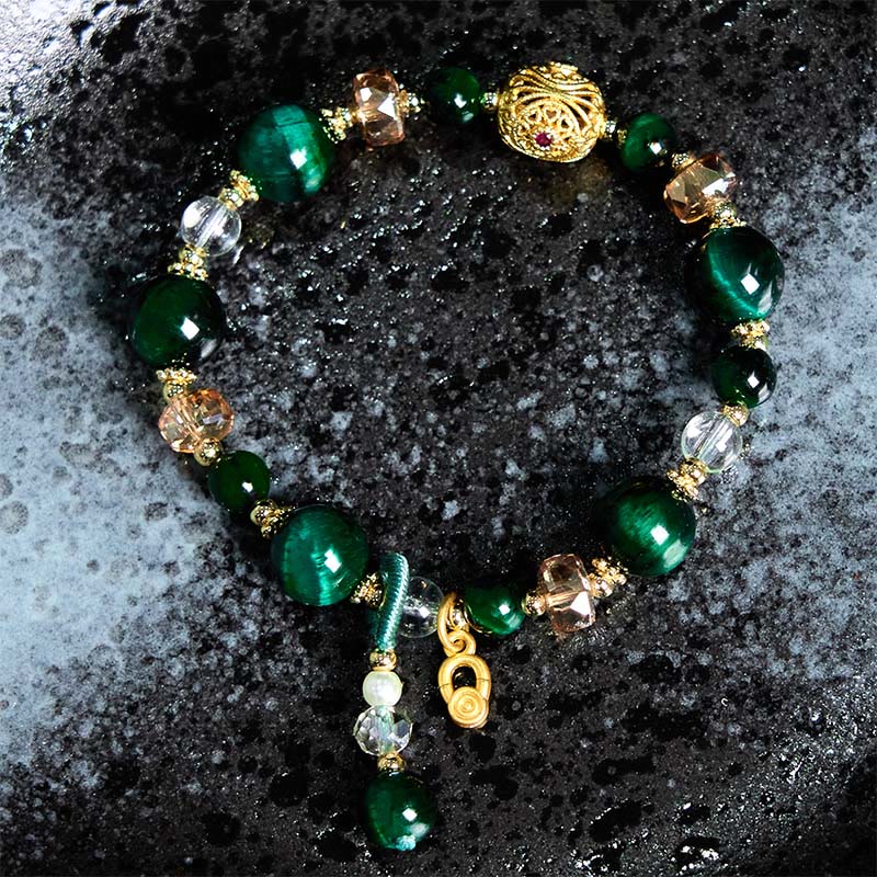 Nimara Ritual Natural Red Tiger Eye Green Tiger Eye Beads Weight Balance Bracelet