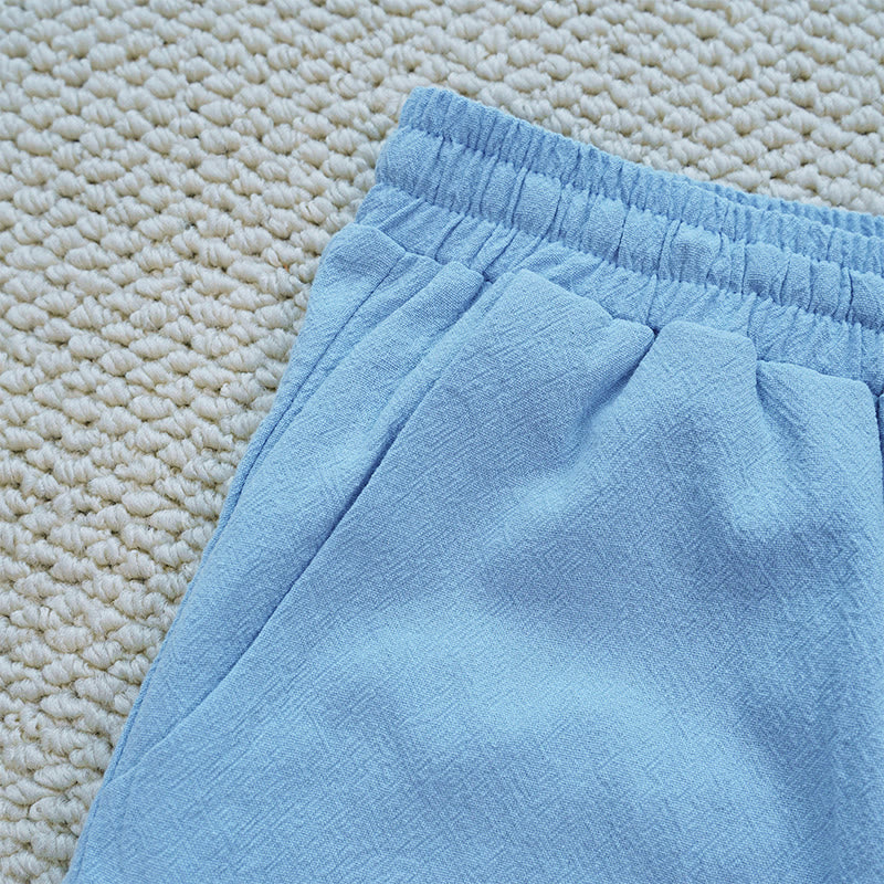 Nimara Ritual Summer Plain Color Splicing Design Cotton Linen Women's Pants With Pockets