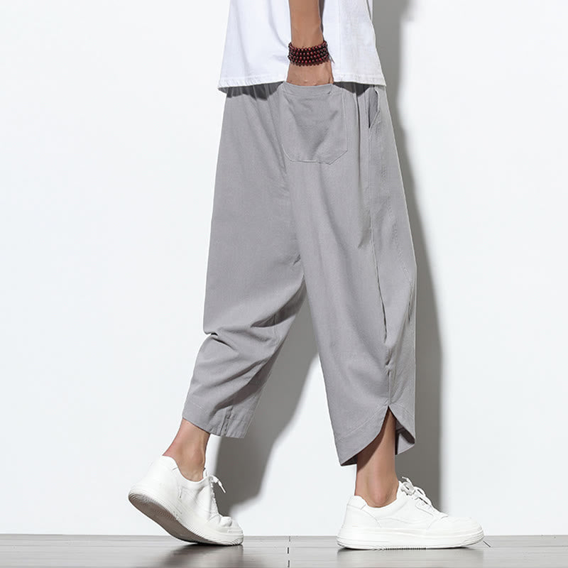 Nimara Ritual Casual Summer Drawstring 7-8 Length Men's Harem Pants With Pockets