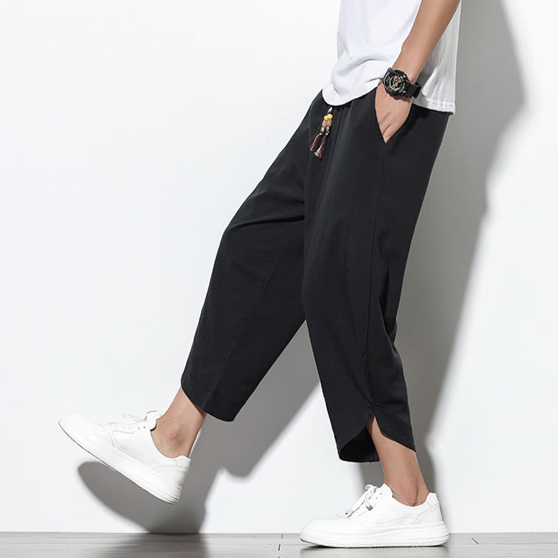 Nimara Ritual Casual Summer Drawstring 7-8 Length Men's Harem Pants With Pockets