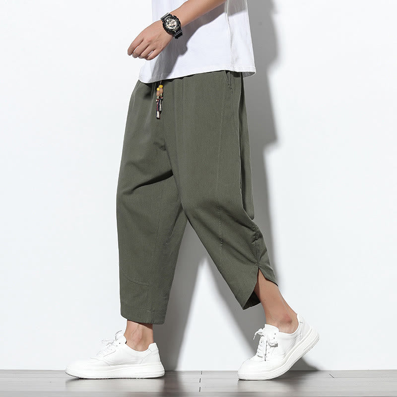 Nimara Ritual Casual Summer Drawstring 7-8 Length Men's Harem Pants With Pockets