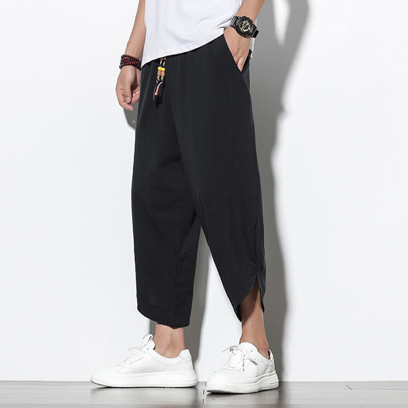 Nimara Ritual Casual Summer Drawstring 7-8 Length Men's Harem Pants With Pockets