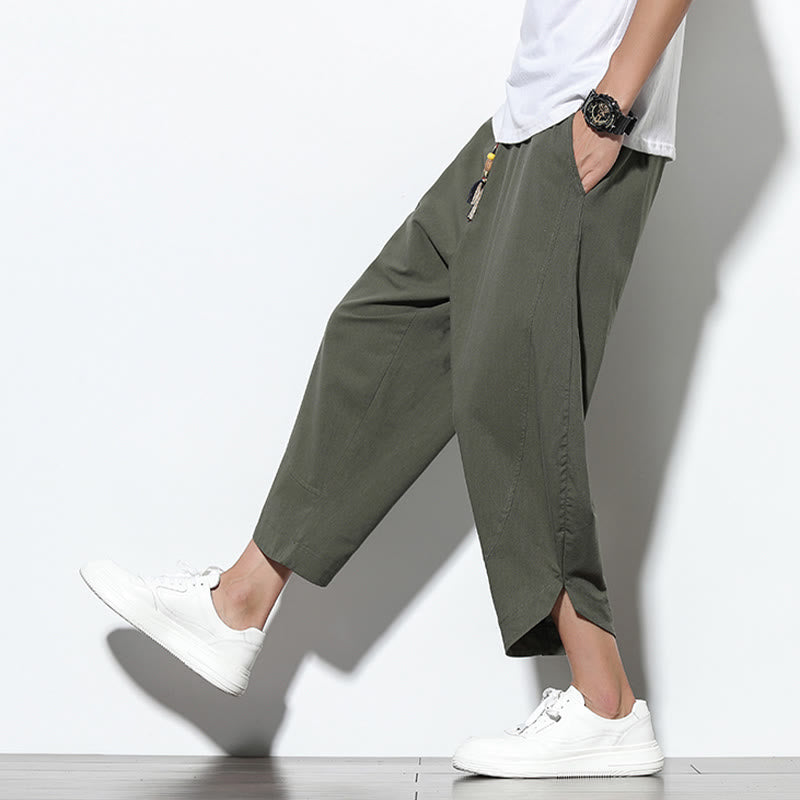 Nimara Ritual Casual Summer Drawstring 7-8 Length Men's Harem Pants With Pockets