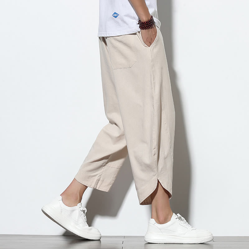 Nimara Ritual Casual Summer Drawstring 7-8 Length Men's Harem Pants With Pockets