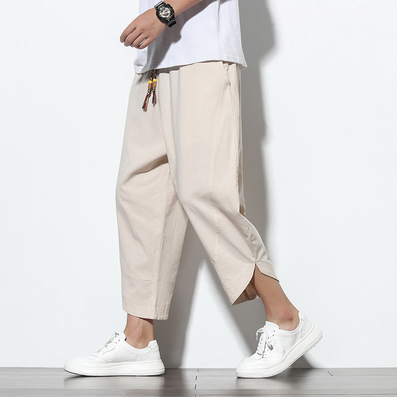 Nimara Ritual Casual Summer Drawstring 7-8 Length Men's Harem Pants With Pockets