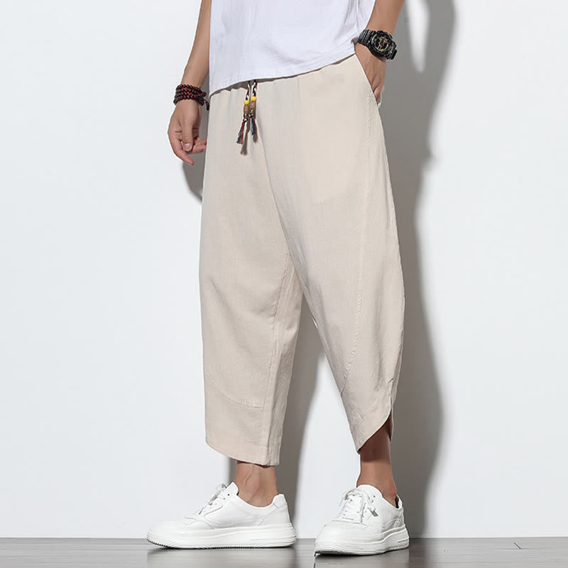 Nimara Ritual Casual Summer Drawstring 7-8 Length Men's Harem Pants With Pockets