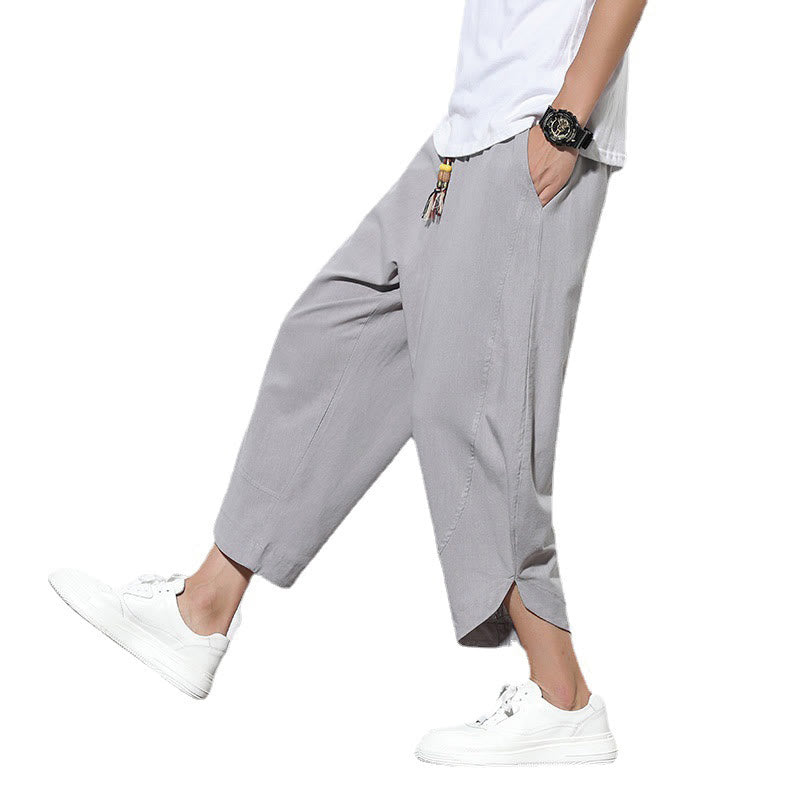 Nimara Ritual Casual Summer Drawstring 7-8 Length Men's Harem Pants With Pockets