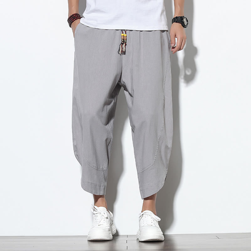 Nimara Ritual Casual Summer Drawstring 7-8 Length Men's Harem Pants With Pockets