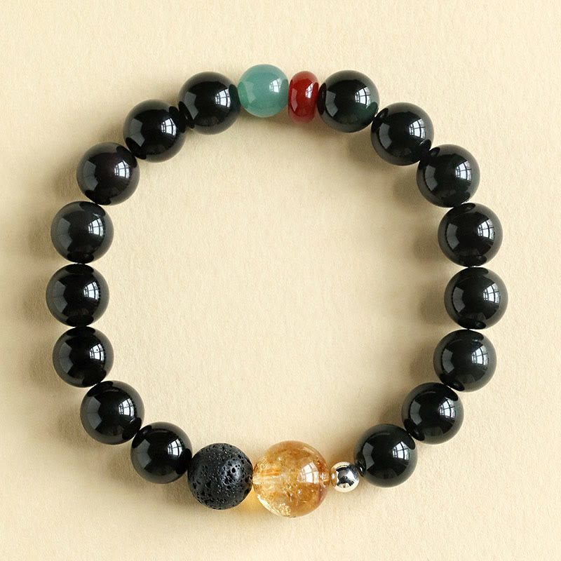 Nimara Ritual Natural Black Obsidian Beads Strength Fulfillment Bracelet