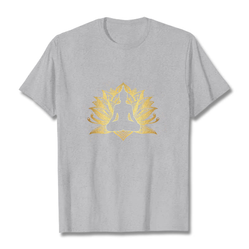 Nimara Ritual Golden Lotus Meditation Buddha Tee T-shirt