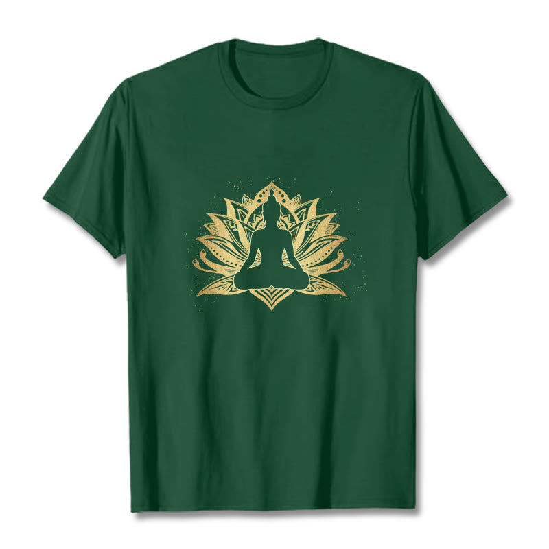 Nimara Ritual Golden Lotus Meditation Buddha Tee T-shirt