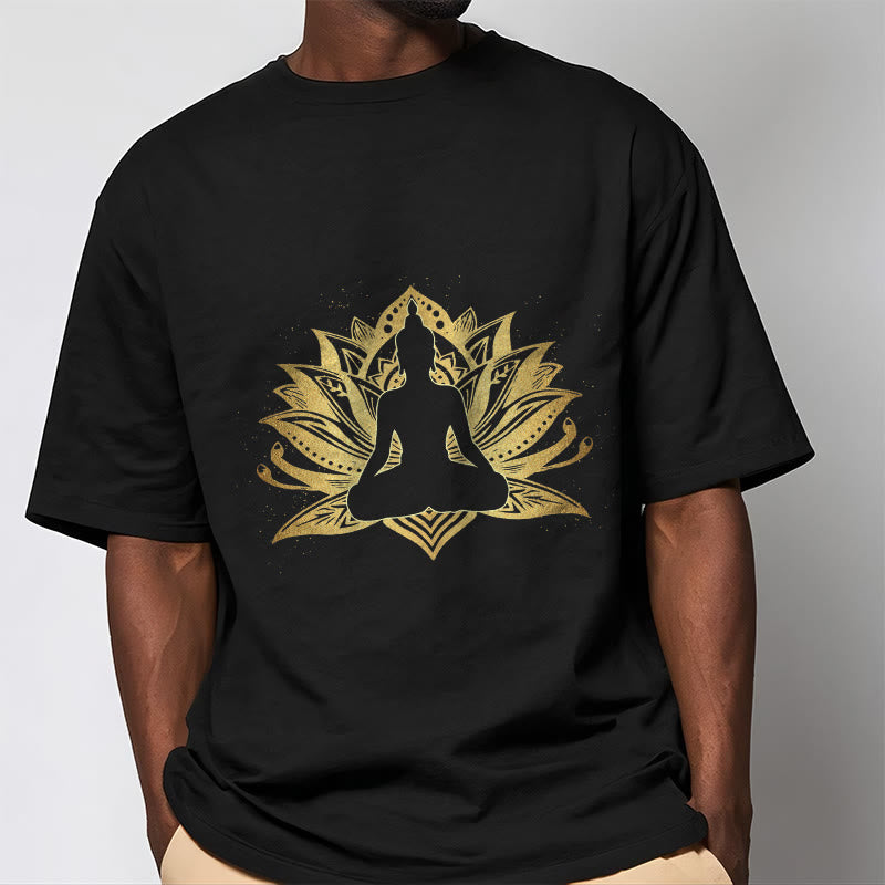 Nimara Ritual Golden Lotus Meditation Buddha Tee T-shirt