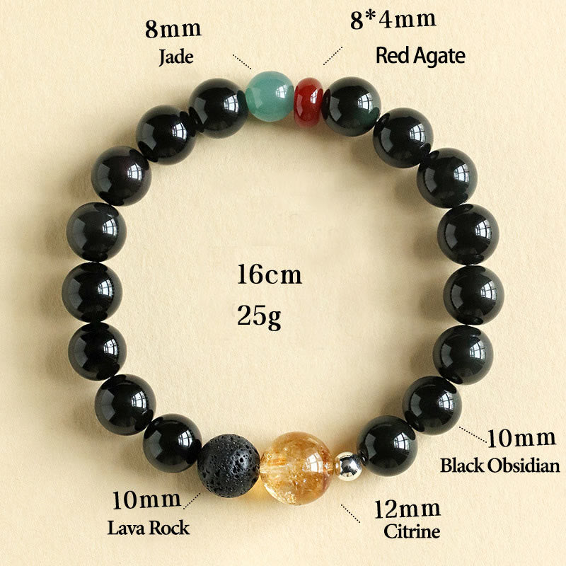 Nimara Ritual Natural Black Obsidian Beads Strength Fulfillment Bracelet