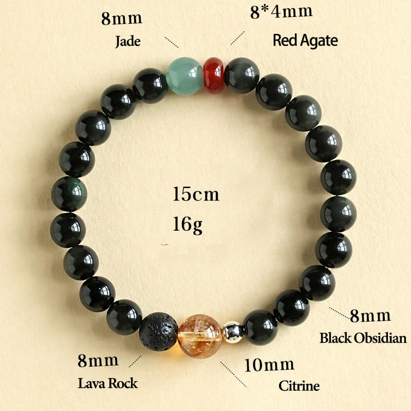 Nimara Ritual Natural Black Obsidian Beads Strength Fulfillment Bracelet