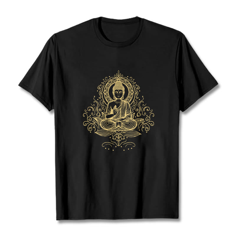 Nimara Ritual Lotus Flower Vines Meditation Buddha Tee T-shirt