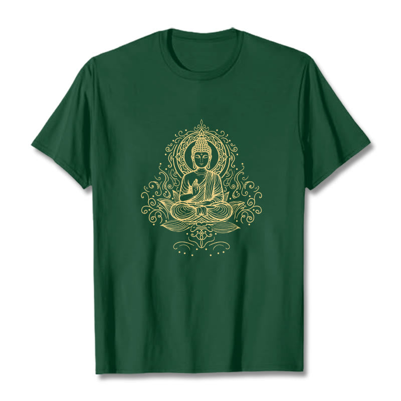 Nimara Ritual Lotus Flower Vines Meditation Buddha Tee T-shirt