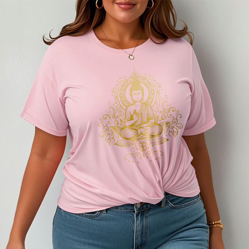 Nimara Ritual Lotus Flower Vines Meditation Buddha Tee T-shirt