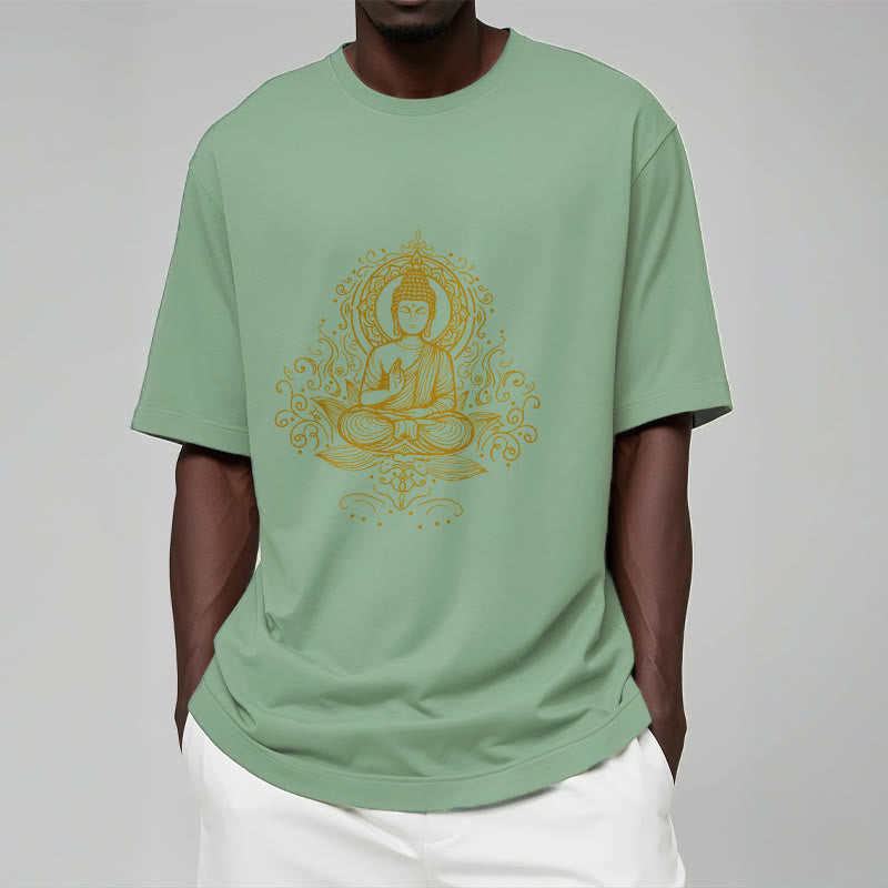 Nimara Ritual Lotus Flower Vines Meditation Buddha Tee T-shirt