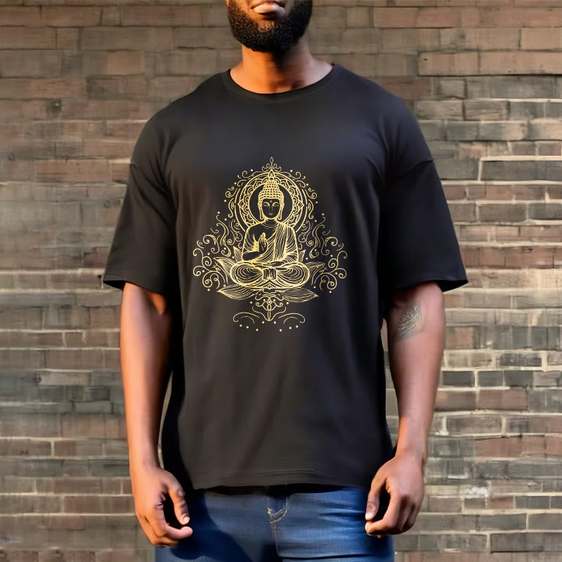 Nimara Ritual Lotus Flower Vines Meditation Buddha Tee T-shirt