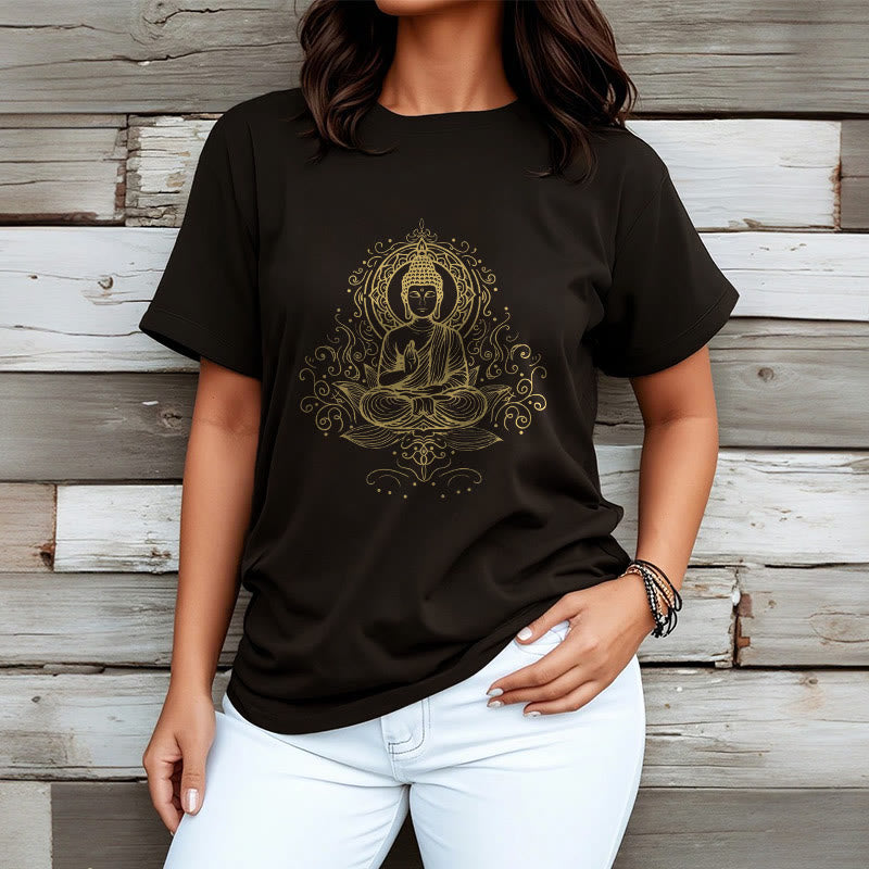 Nimara Ritual Lotus Flower Vines Meditation Buddha Tee T-shirt