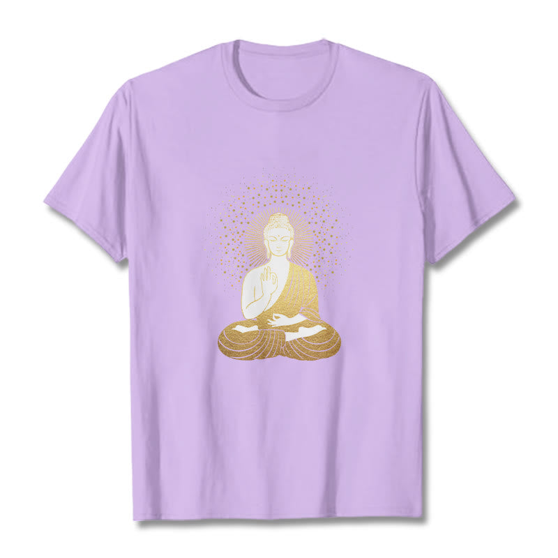 Nimara Ritual Golden Meditation Buddha With Golden Aura Tee T-shirt