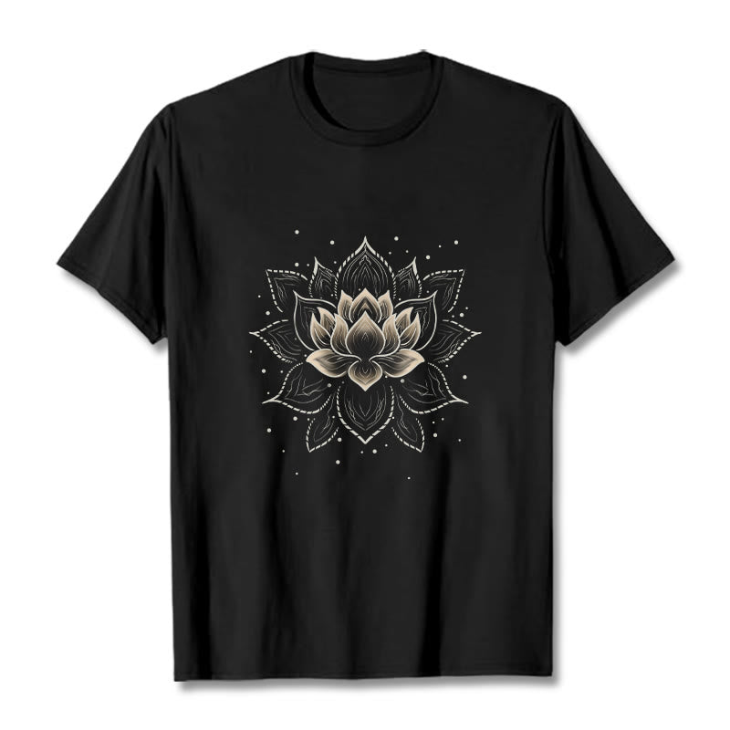 Nimara Ritual Golden Lotus Flower Design Tee T-shirt