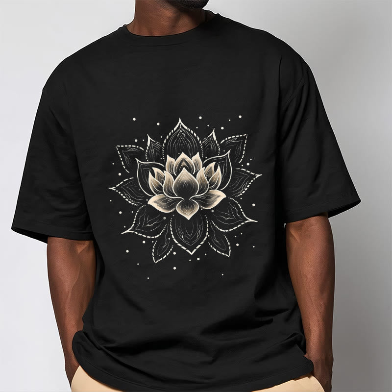 Nimara Ritual Golden Lotus Flower Design Tee T-shirt