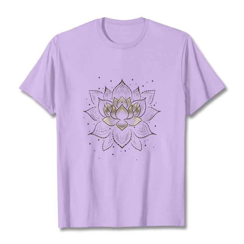 Nimara Ritual Golden Lotus Flower Design Tee T-shirt