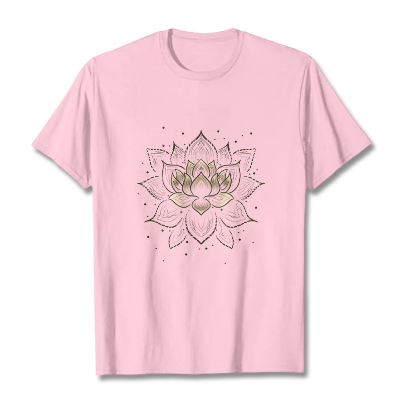 Nimara Ritual Golden Lotus Flower Design Tee T-shirt