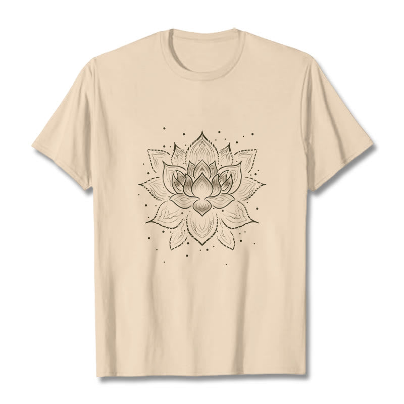 Nimara Ritual Golden Lotus Flower Design Tee T-shirt