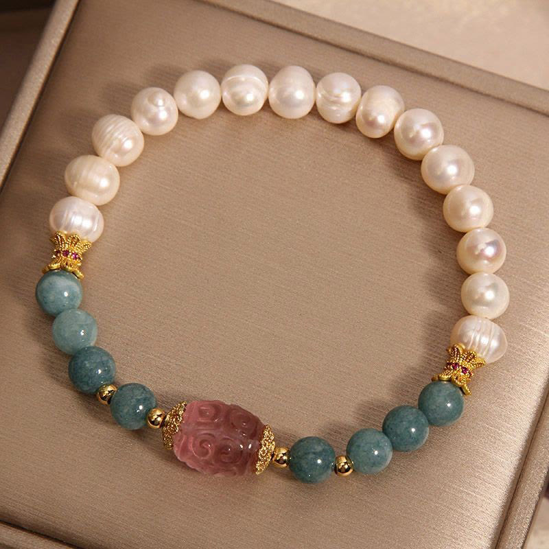 Nimara Ritual Pearl Jade Strawberry Quartz Purity Bracelet
