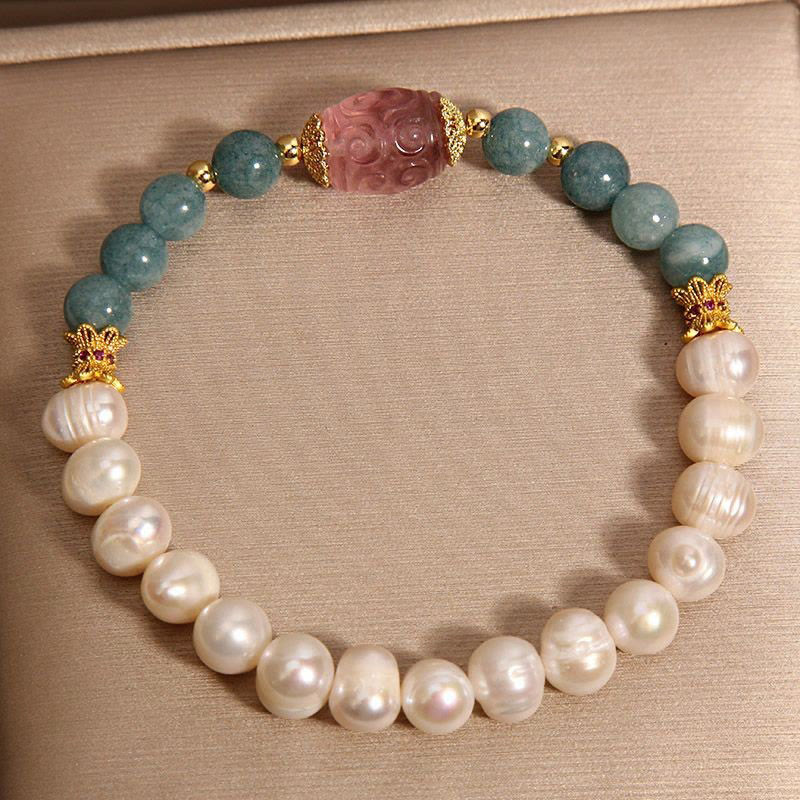 Nimara Ritual Pearl Jade Strawberry Quartz Purity Bracelet