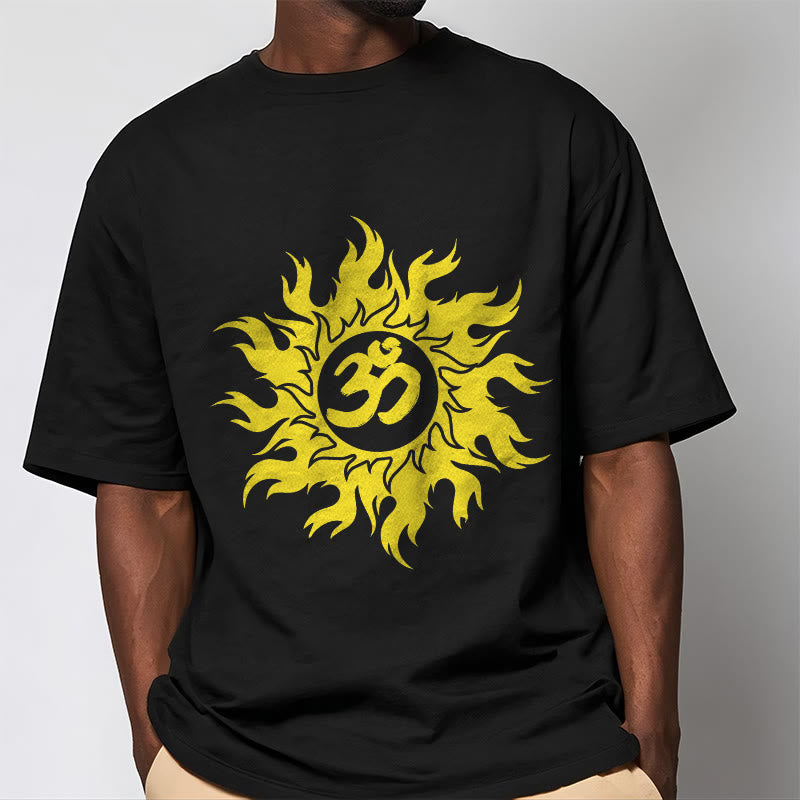 Nimara Ritual OM Mantra Sanskrit Gold Sun Tee T-shirt