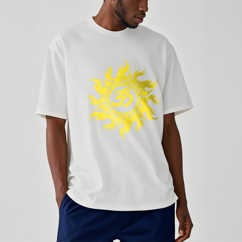 Nimara Ritual OM Mantra Sanskrit Gold Sun Tee T-shirt