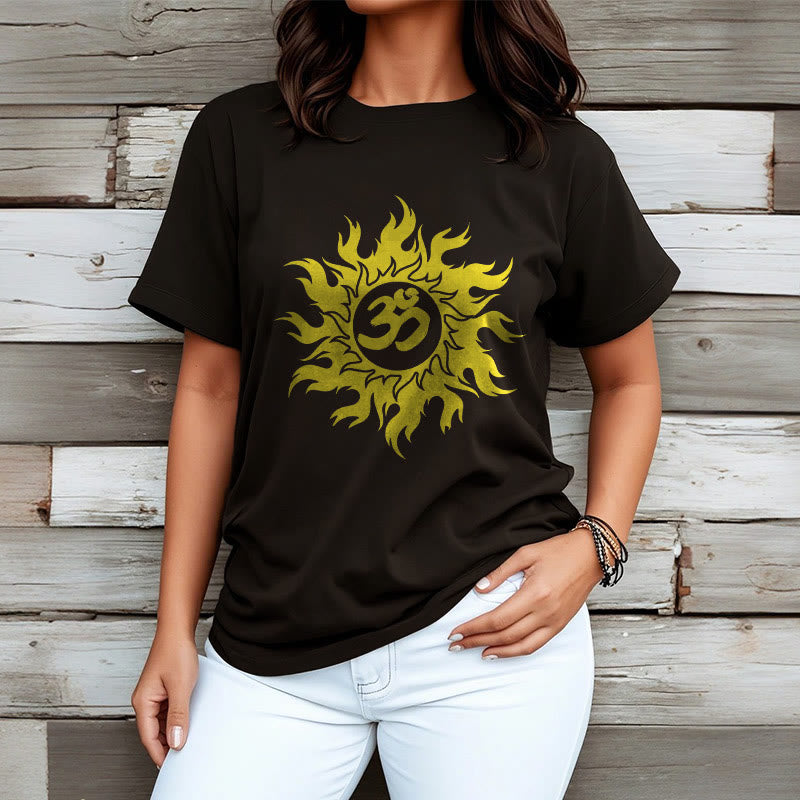 Nimara Ritual OM Mantra Sanskrit Gold Sun Tee T-shirt