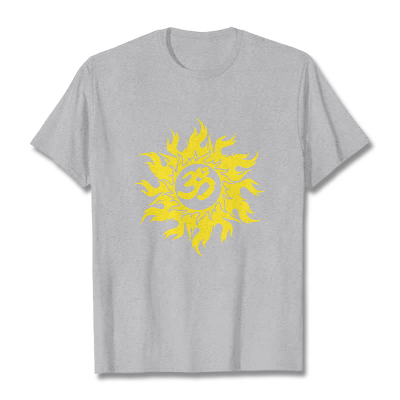 Nimara Ritual OM Mantra Sanskrit Gold Sun Tee T-shirt