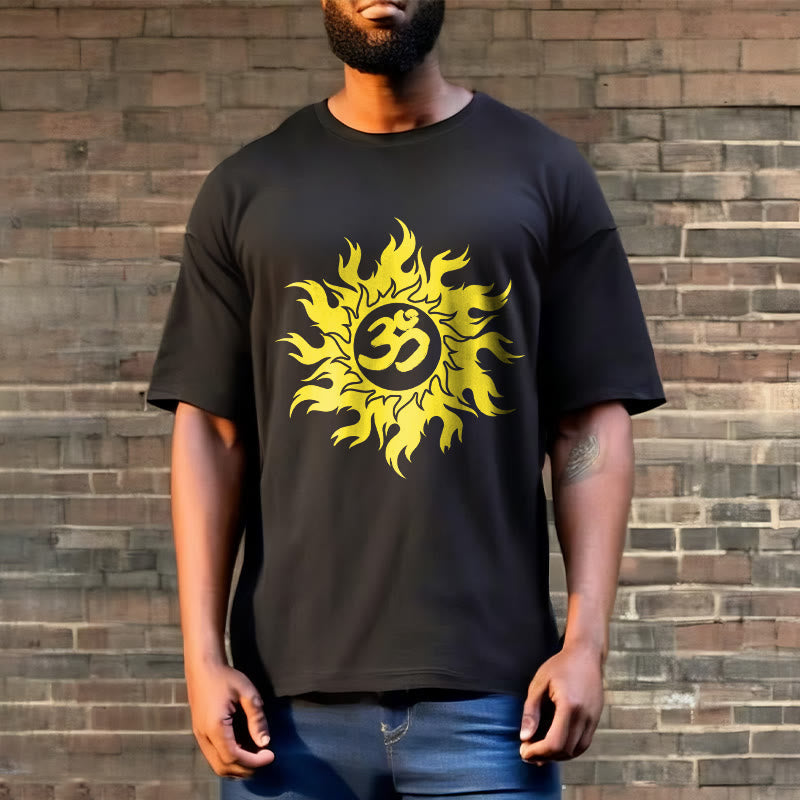 Nimara Ritual OM Mantra Sanskrit Gold Sun Tee T-shirt